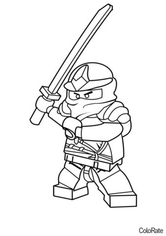 Раскраска Джей замахивается мечом распечатать и скачать - LEGO Ниндзяго