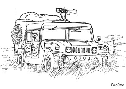 Бесплатная разукрашка для печати и скачивания Джип Hummer - Военные