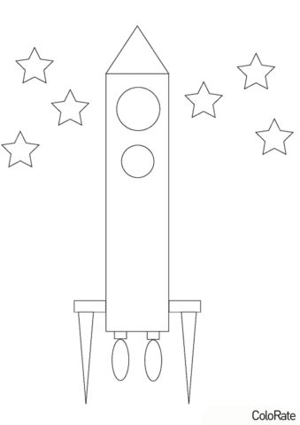 Геометрические фигуры бесплатная разукрашка - Длинная ракета со звездами