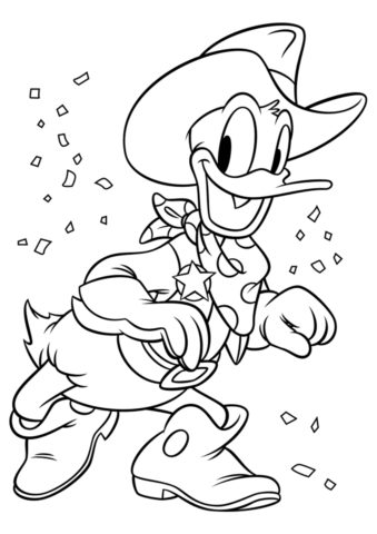 Раскраска Дональд в костюме шерифа - Микки Маус