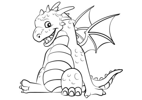 Довольный дракон (Драконы) раскраска для печати и загрузки