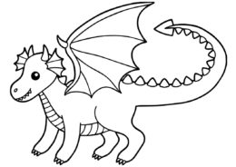 Дракон из детского рисунка раскраска распечатать бесплатно на А4 - Драконы