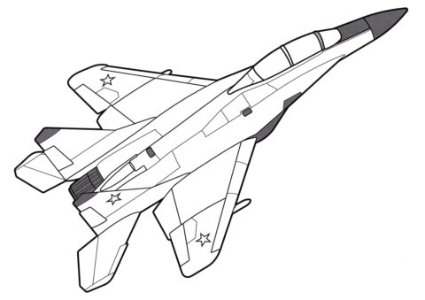 Раскраска Двухместный истребитель МиГ-35Д распечатать на А4 - Самолеты
