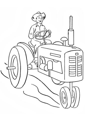 Бесплатная раскраска Фермер на колеснике распечатать на А4 и скачать - Трактора