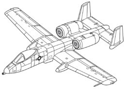 Бесплатная раскраска Фэйрчайлд Рипаблик A-10 Тандерболт II распечатать и скачать - Самолеты