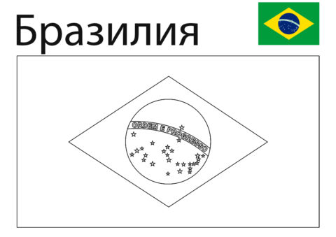 Флаг Бразилии (Флаги и гербы) распечатать раскраску