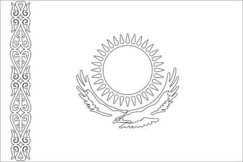 Распечатать раскраску Флаг Казахстана - Флаги и гербы