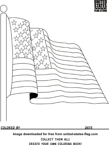 Флаг США - Флаги и гербы бесплатная раскраска