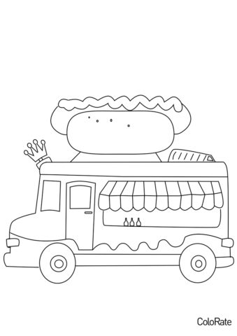 Фургон с хот-догом распечатать раскраску - Грузовики