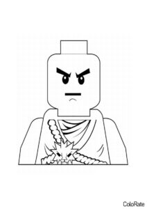 Разукрашка Герой Ниндзяго с серьезным лицом распечатать на А4 и скачать - LEGO Ниндзяго