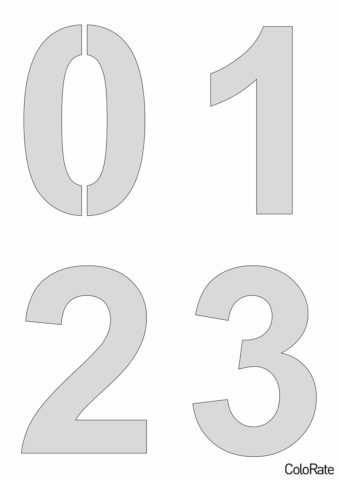 Трафареты цифр распечатать шаблон для вырезания - Glasten A6 - Цифры 0-3