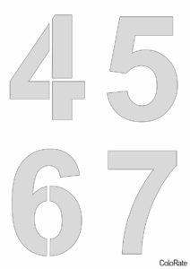 Трафареты цифр распечатать трафарет на А4 - Glasten A6 - Цифры 4-7