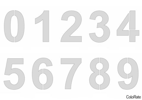 Glasten - Все цифры на формат А4 (Трафареты цифр) распечатать бесплатный трафарет