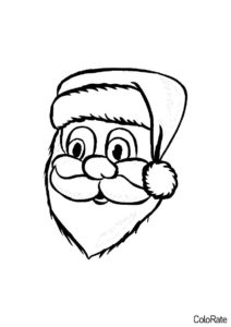 Голова Деда Мороза разукрашка скачать и распечатать - Дед Мороз и Санта Клаус