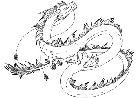 Извивающийся Змей (Драконы) раскраска для печати и загрузки