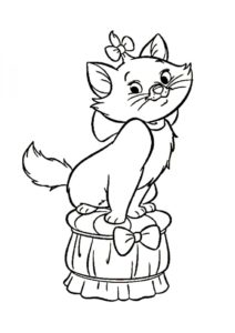 Киса на пуфе (Коты, кошки, котята) распечатать бесплатную раскраску