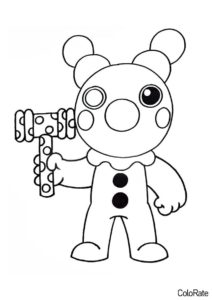 Клоун Пигги с игрушечным молотком (Roblox Piggy) распечатать раскраску