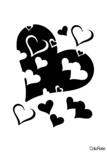 Шаблон Композиция из сердечек распечатать на А4 - Трафареты сердец