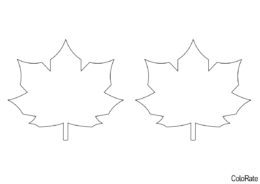 Трафарет Контур кленового листа - Средний распечатать на А4 и скачать - Трафареты листьев