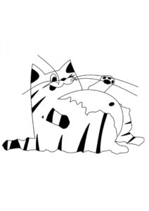 Кот пузан - Коты, кошки, котята распечатать раскраску на А4