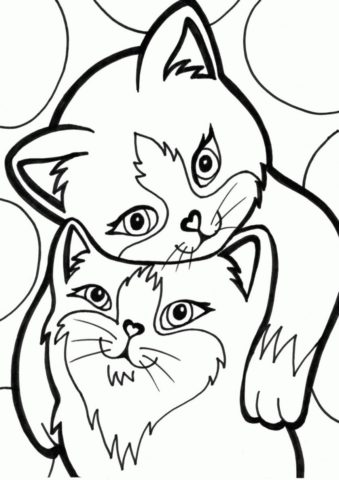 Котя и киса (Коты, кошки, котята) распечатать бесплатную раскраску