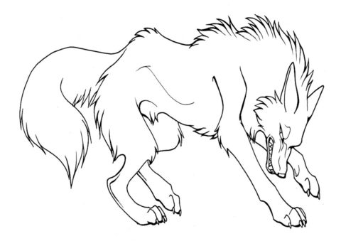 Коварный волк бесплатная раскраска - Волки
