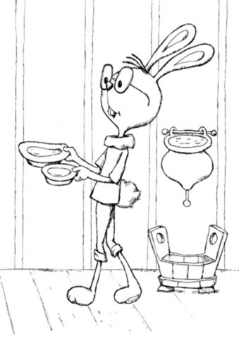 Кролик и угощение раскраска распечатать на А4 - Винни Пух
