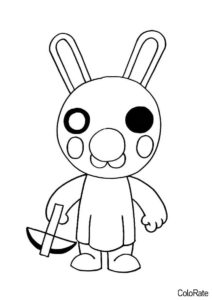 Кролик-охотник (Roblox Piggy) бесплатная раскраска на печать