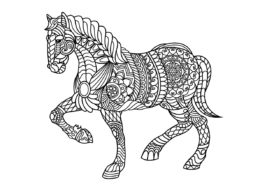 Бесплатная разукрашка для печати и скачивания Лошадь антистресс - Лошади и пони