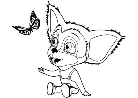 Барбоскины бесплатная раскраска распечатать на А4 - Малыш играет с бабочкой