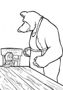 Маша просит кашу (Маша и Медведь) раскраска для печати и загрузки