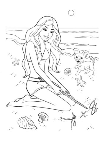 Мечты на пляже (Барби) распечатать раскраску