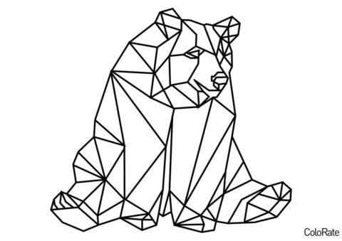 Геометрические фигуры бесплатная раскраска - Медведь