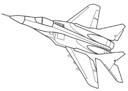 Самолеты распечатать раскраску - МиГ-29 советский истребитель
