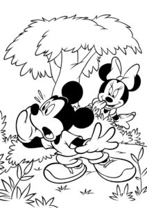 Бесплатная раскраска Микки и Минни Маус играют в прятки распечатать и скачать - Микки Маус