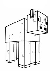 Бесплатная раскраска Minecraft Корова распечатать на А4 - Майнкрафт