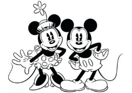 Минни и Микки Маус из старого мультфильма раскраска распечатать и скачать - Микки Маус