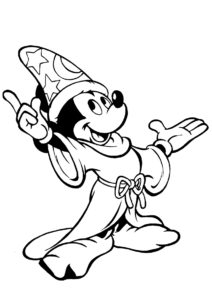 Раскраска Могущественный волшебник - Микки Маус