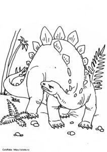 Мощный травоядный динозавр бесплатная раскраска - Динозавры