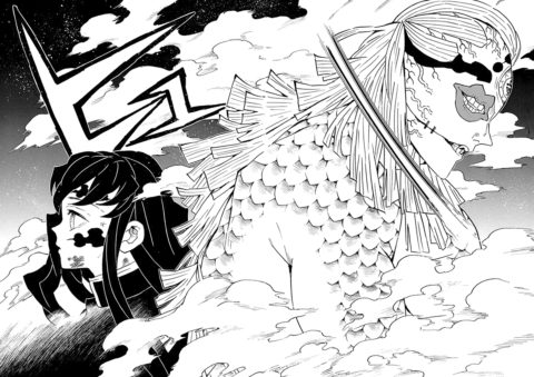 Муичиро против Гёкко - Раскраски из аниме «Клинок, рассекающий демонов» бесплатная раскраска