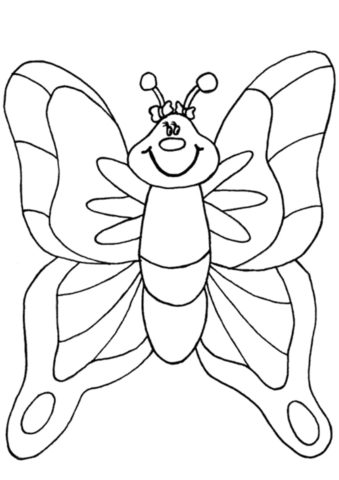 Бесплатная раскраска Мультяшная бабочка - Бабочки