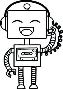 Музыкальный робот (Роботы) бесплатная раскраска на печать