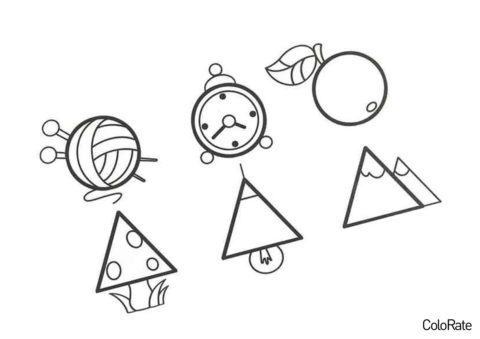 Бесплатная раскраска На основе кругов и треугольников - Геометрические фигуры