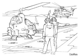 На вертолетной площадке раскраска распечатать на А4 - Военные