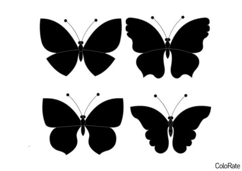 Набор простых бабочек распечатать и скачать шаблон - Трафареты бабочек