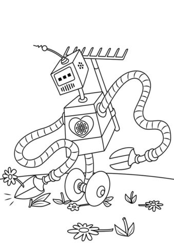 Бесплатная раскраска Настоящий садовник распечатать на А4 и скачать - Роботы