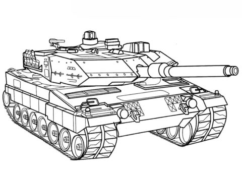 Немецкий танк Леопар 2 А5 (Танки) распечатать бесплатную раскраску