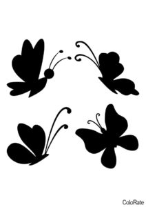 Несколько простых мотыльков (Трафареты бабочек) распечатать бесплатный трафарет