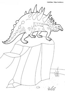 Нодозавр на камне раскраска распечатать бесплатно на А4 - Динозавры