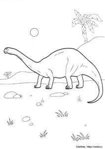 Огромный диплодок распечатать раскраску - Динозавры